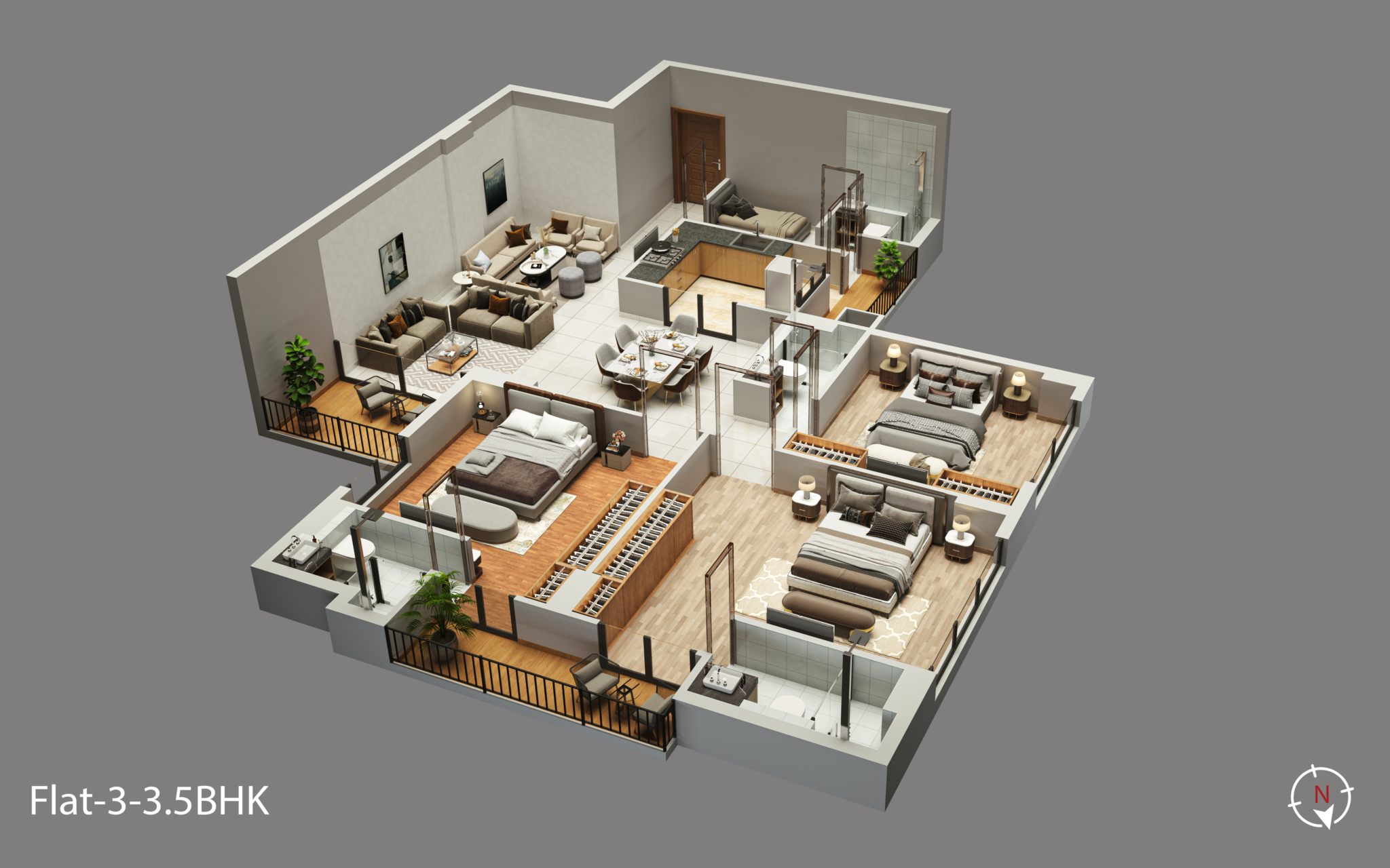 Floor plan - 3-3.5BHK